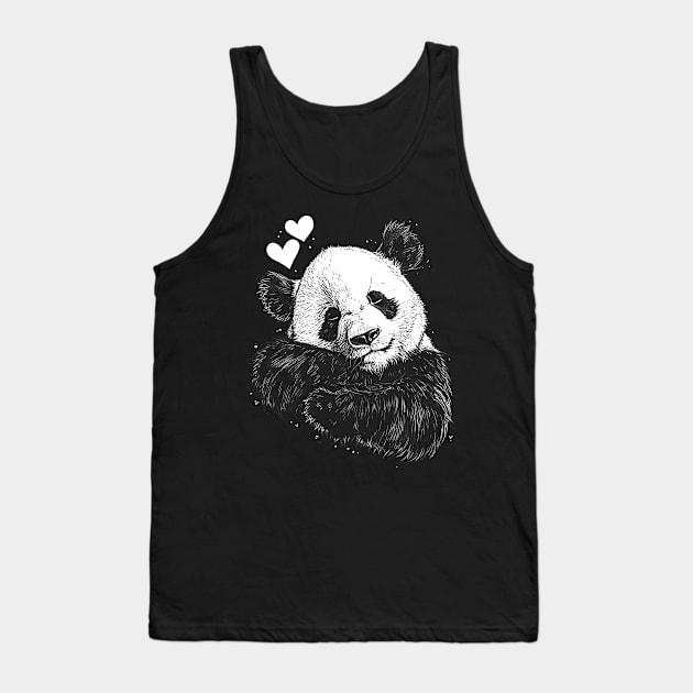 Cute Panda falling in love | Valentine day Panda Tank Top by Monochromania